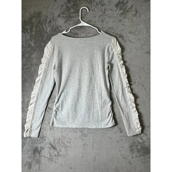 Sundance Ruched Sleeve Top Gray Romantic Boho Feminine Cottagecore XS - Image 3
