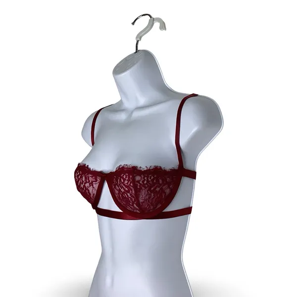 Red Lace Strappy Bra Size M - Image 3