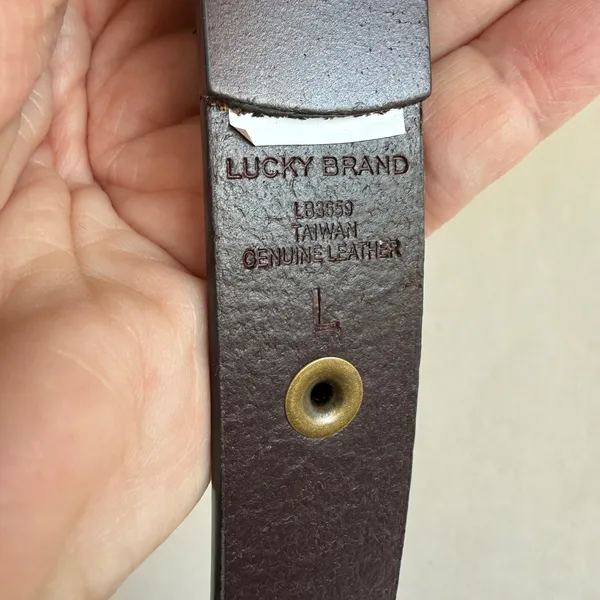Lucky Brand Womens Leather Belt Large Brown Studded Brass Buckle Western Boho - Image 3