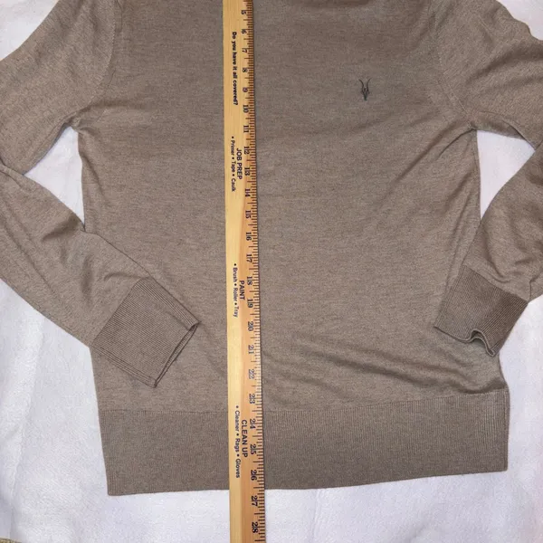 ALL‎ SAINTS Taupe Crew Neck Long Sleeve Sweater Lightweight - Image 5