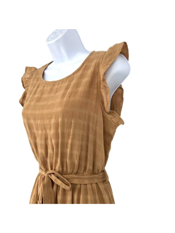 Velvet Heart Cottage Boho Tabatha Dress Ruffled Belted Tan Oat Size XS NWT - Image 4
