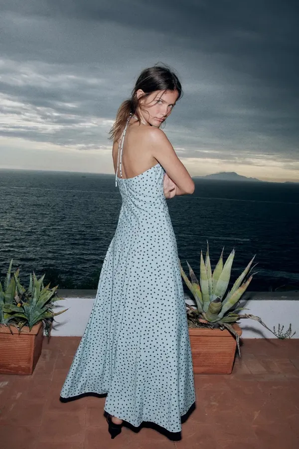 Zara Light Blue Polka Dot Maxi Dress - Women - Image 8
