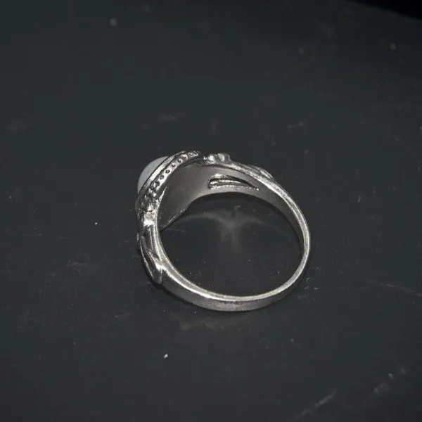 Faux Round Pearl Ring Silver - Image 6
