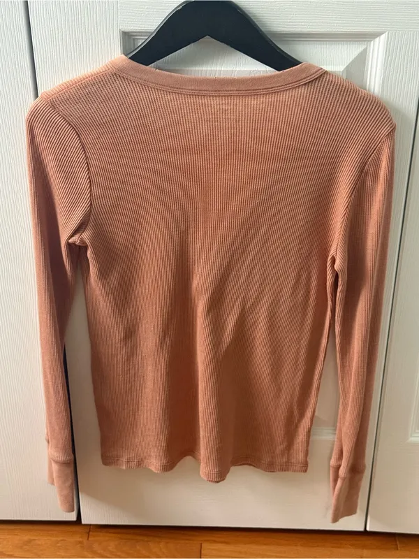 Aerie Orange Snap Up Ribbed Henley - Image 3