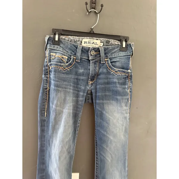 Ariat REAL Denim Womens 25R Bootcut Jeans Medium Wash Contrast Stitch Western - Image 3