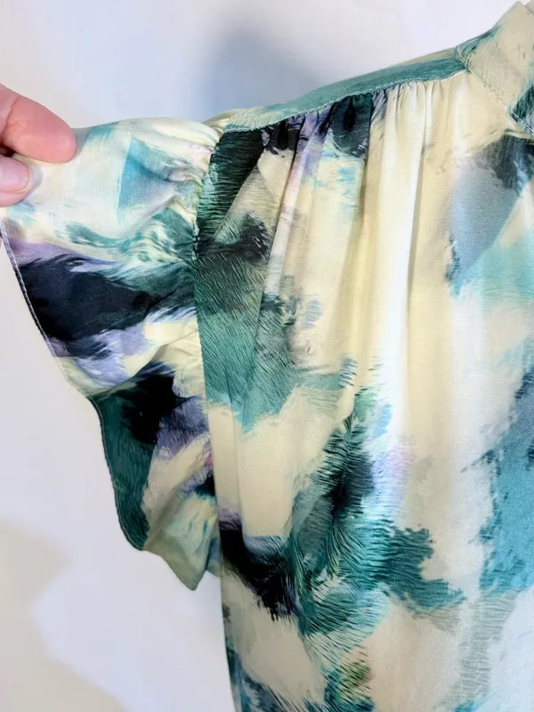 💥Marie Oliver Neelie Abstract Print Silk Blend Button Front Shirt Dress~XS🧡 - Image 8
