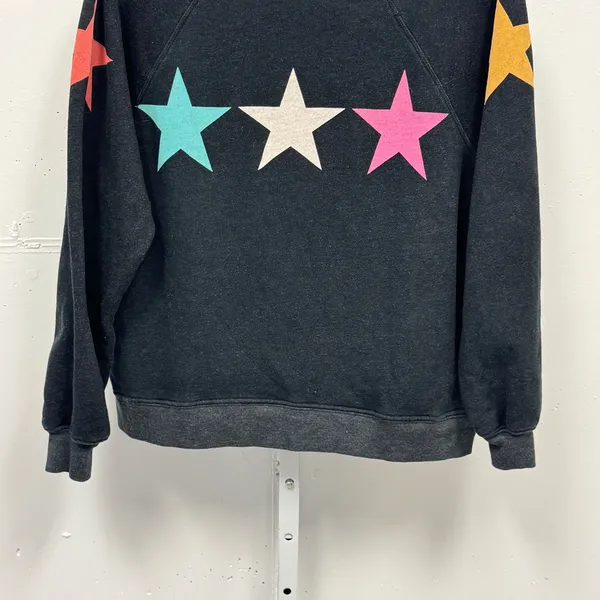 Wildfox Couture Multi Color Star Graphic Raglan Sweatshirt Gray Small Sample - Image 4