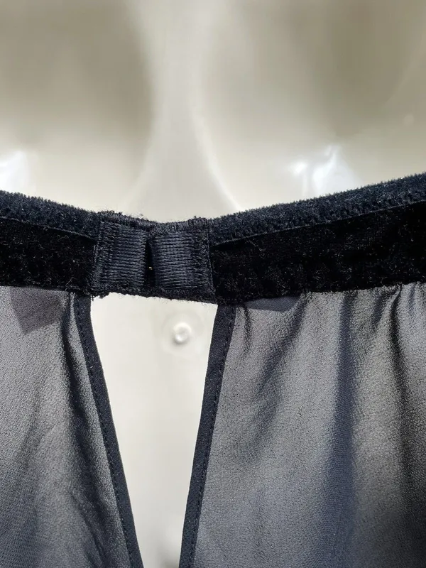 Victoria's Secret Black Cami Bra Babydoll Top M Devore Velvet Chiffon Whimsigoth Dark Fairy - Image 13