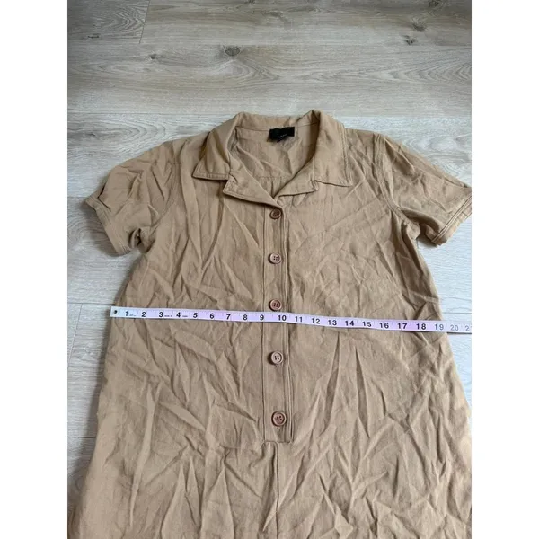 Lumiere utility Tan Short Sleeve Button Down Romper Women's Size Small - Image 5