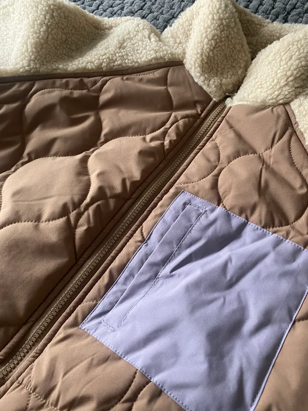 ASOS cropped fleece jacket in camel - Image 6