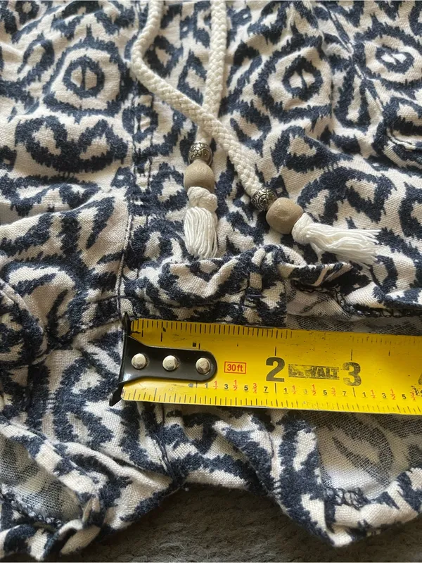 Patterned Navy and White Drawstring Athletic Shorts Size XL - Image 6