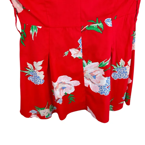 Miss Selfridge Red Floral 3/4 Ruffled Sleeve Fit‎ & Flare Mini Dress Size 2 - Image 4