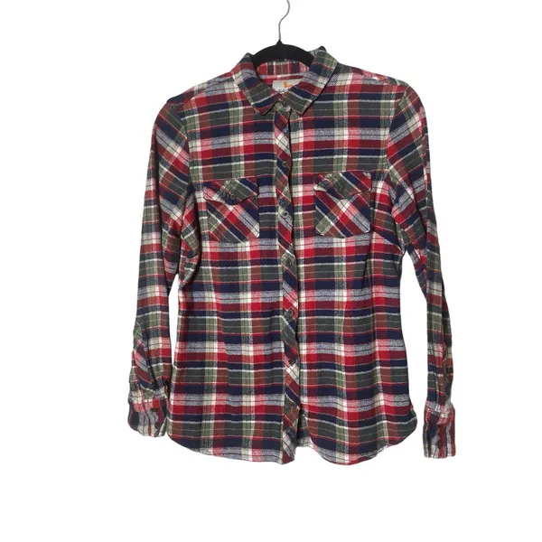 Field & Stream Women's 100% Cotton Flannel Button Up Shirt Size Medium Hiking - Image 2