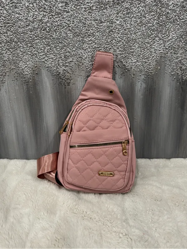 Quilted Pink Crossbody Sling Bag - Women's Fashion - Image 2