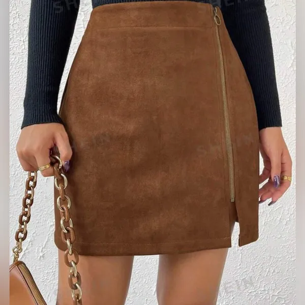 Large zip camel skirt - Image 2