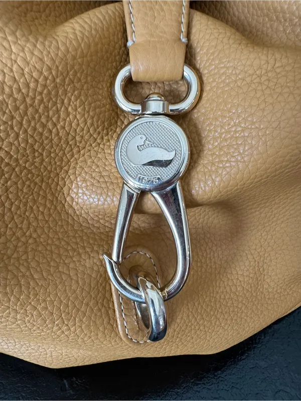 Dooney & Bourke Camel Tan Saddle Pebble Leather LOGO LOCK Hobo Shoulder Bag - Image 5