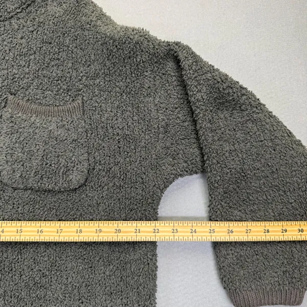 Aerie Womens Quarter Zip Sherpa Pullover Sweater‎ Charcoal Gray Medium JY442VK - Image 3