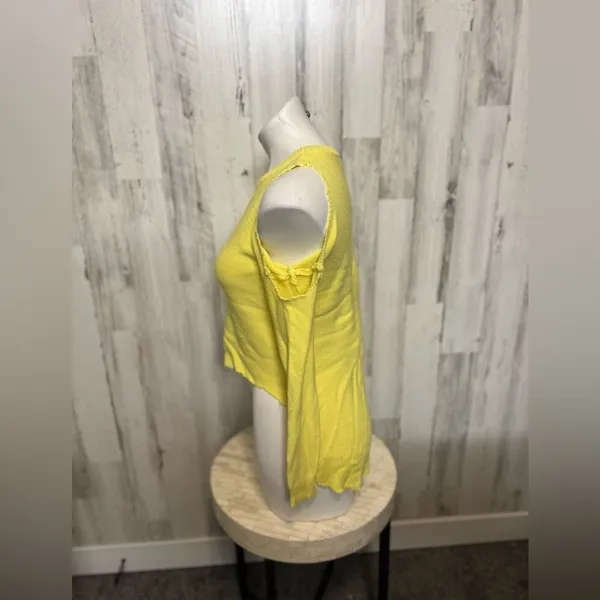 Cotton On Cold Shoulder High-Low Knit Sweater Womens XS/TP Bright Yellow - Image 3