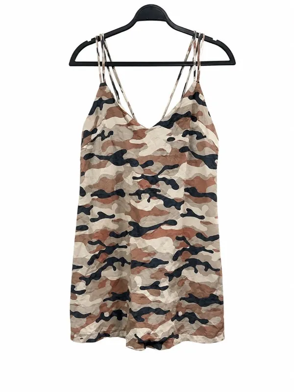 Zara Linen Blend Camo Print Mini Dress Size M - Image 2