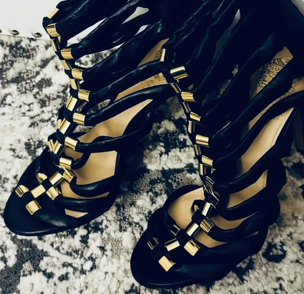 Vince Camuto Black Caged Gladiator High Heel Sandals - Image 9