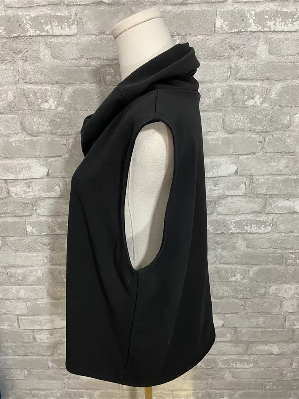 Zara Black Sleeveless Draped Neck Top - Image 2