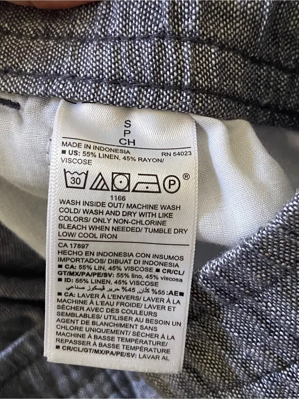 Old Navy Wide-Leg Linen Blend Pull-On Pants in Light Charcoal Heather Size S - Image 5