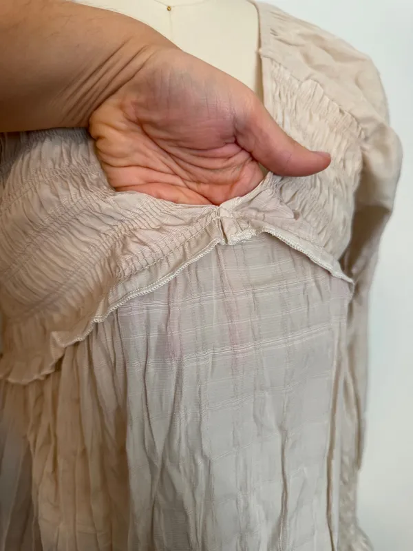 Cream Vneck Maxi Dress Tan Size XL - Image 3