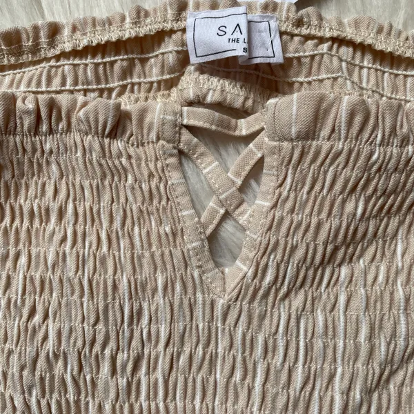 Sage The Label Off The Shoulder Pinstripe Jumpsuit - Image 8