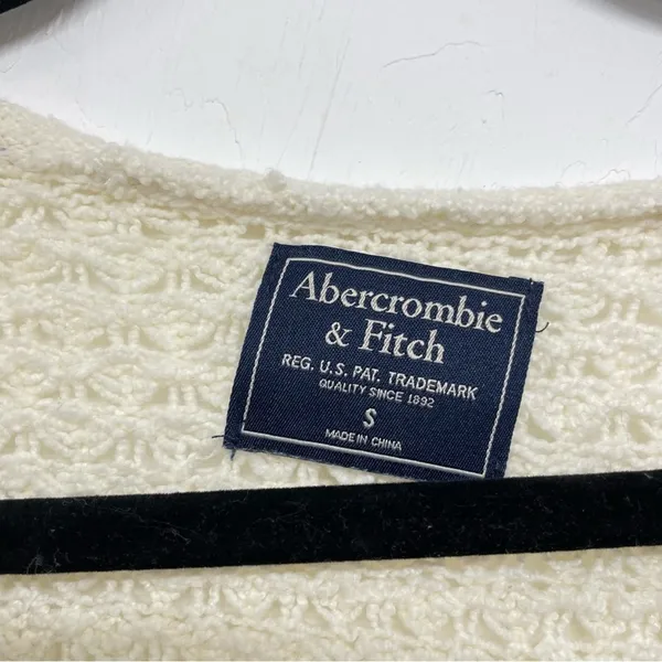 Abercrombie & Fitch Cream Chunky Knit Long Sleeve Sweater Womens S Crochet Boho - Image 9