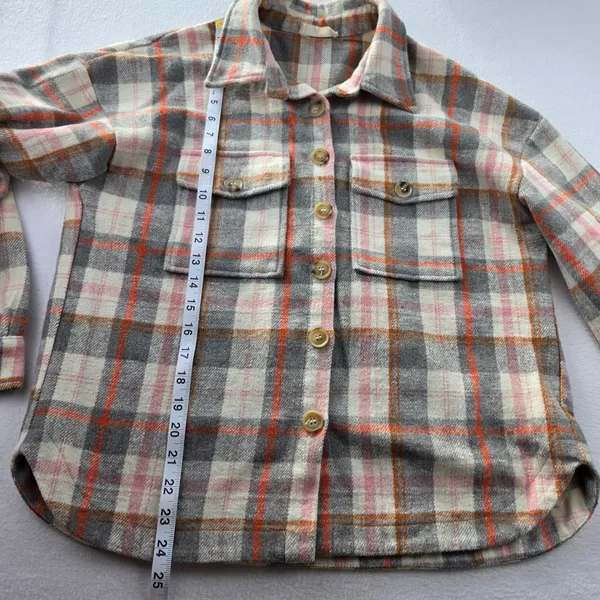 Altard‎ State Plaid Shacket Womens Grey Orange Pink Button Shirt Jacket Small - Image 8