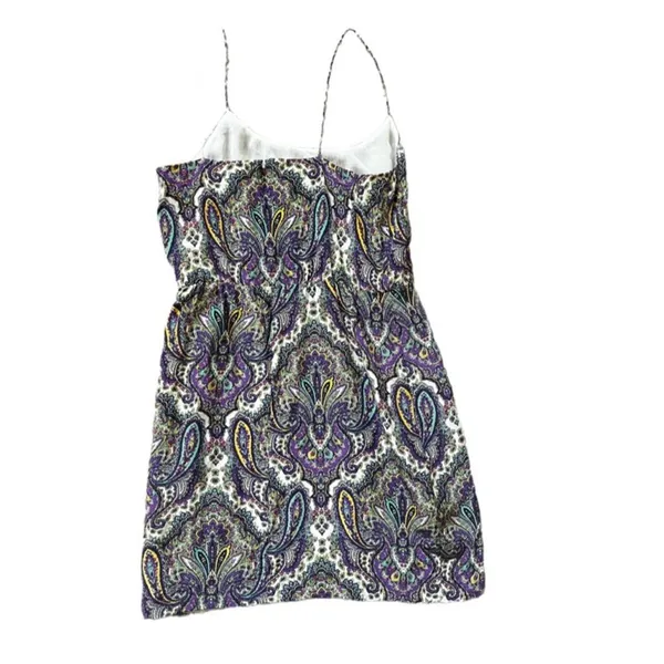 J.Crew 100% silk paisley print slip dress purple multi Coquette Fairy SIZE 2 - Image 3