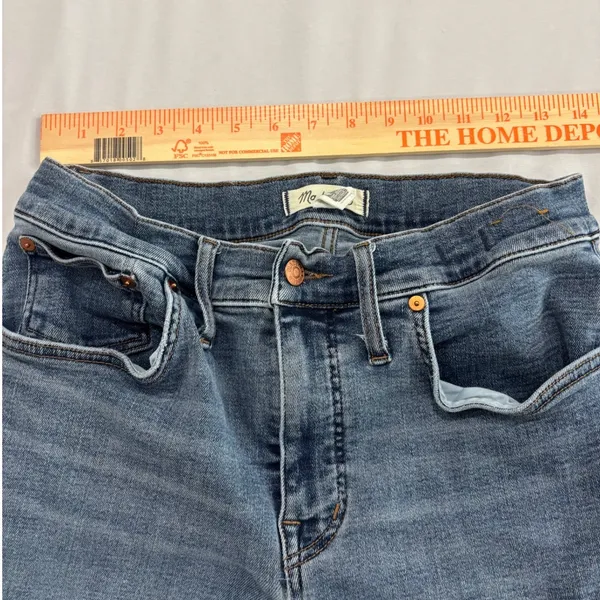Madewell Mid-Rise Kick Out Jeans Blue Stretch Denim Size 30 Flare Cropped - Image 4