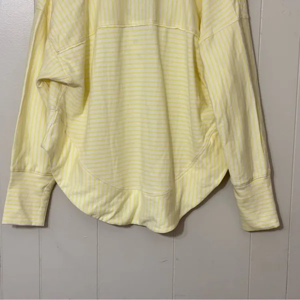 Pilcro Anthropologie Oversized Striped Henley Top Yellow White NWT Size L - Image 9