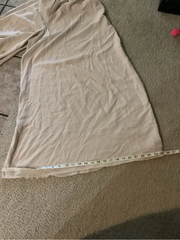 Wide Leg Drawstring Palazzo Pants in Cream Size L - Image 3