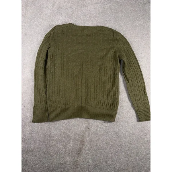 ll bean lambs wool cable knit sweater green womens large VTG - Image 8