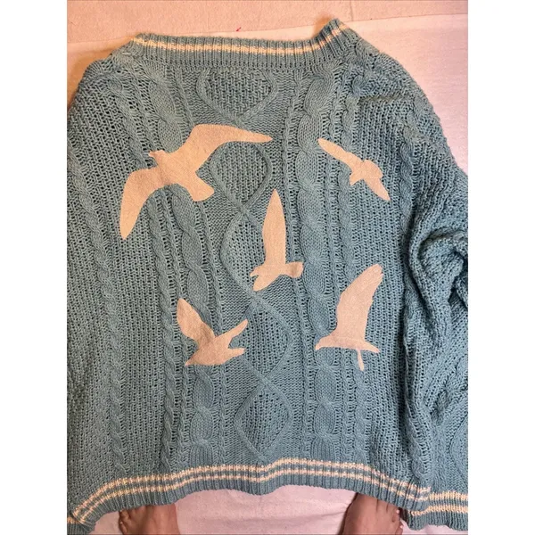 Taylor Swift Women’s 1989 Cardigan Light Blue Knit Sweater Embroidered M/L - Image 6