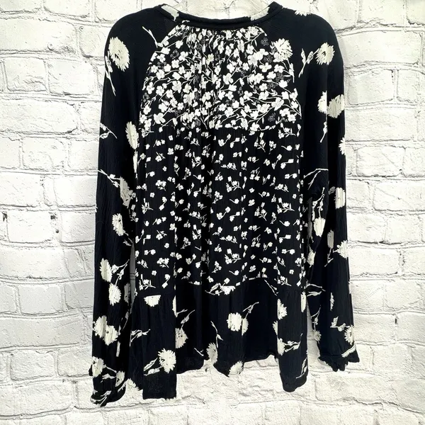 Fat Face Top Women's US 18 UK 22 Black Floral Monroe Poppy Meadow Floral Boho - Image 2