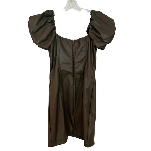 Miami‎ Francesca's Angela Vegan Leather Mini Dress Women's Small Olive Coquette - Image 12