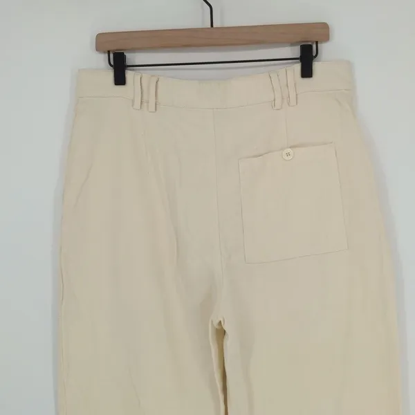 Urban Outfitters Women's High Waist Straight Leg‎ Cream Pants Size 12 Button Fly - Image 14