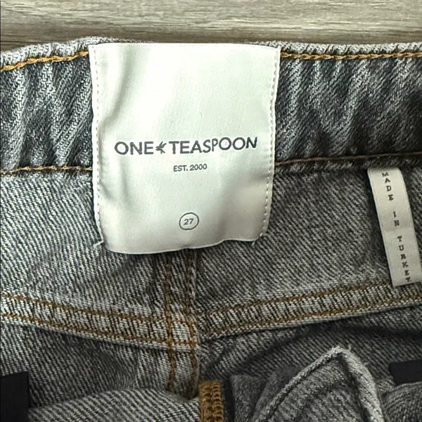 One teaspoon Jackson Mid Waist Wide Leg Denim Jeans - Charcoal Black 27 - Image 10
