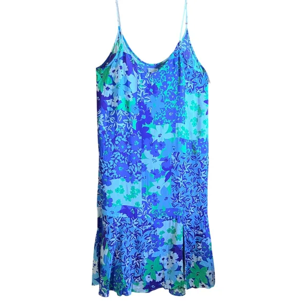 BeautySleep Social Nightgown or Dress Women Large Blue Floral Patchwork‎ Midi - Image 3