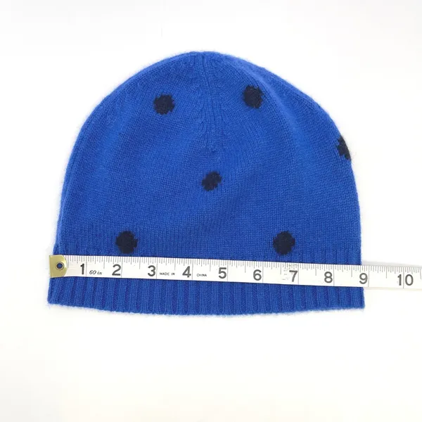 Talbots Cashmere Polka Dot Beanie Hat OS Blue Soft Warm Cozy Preppy Indie Winter - Image 10