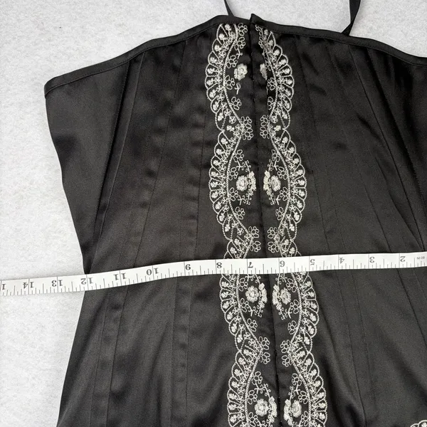 VTG Charlotte Russe Corset Top Women's L Black Embroidered Witch Whimsygoth Y2K - Image 6