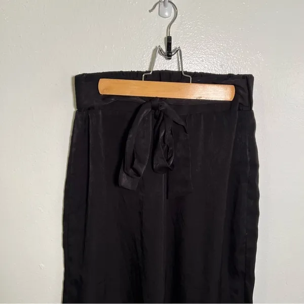 West Kei Women's Size Small Cropped Wide Leg Tie Waist Pants Black‎ High-Rise - Image 4