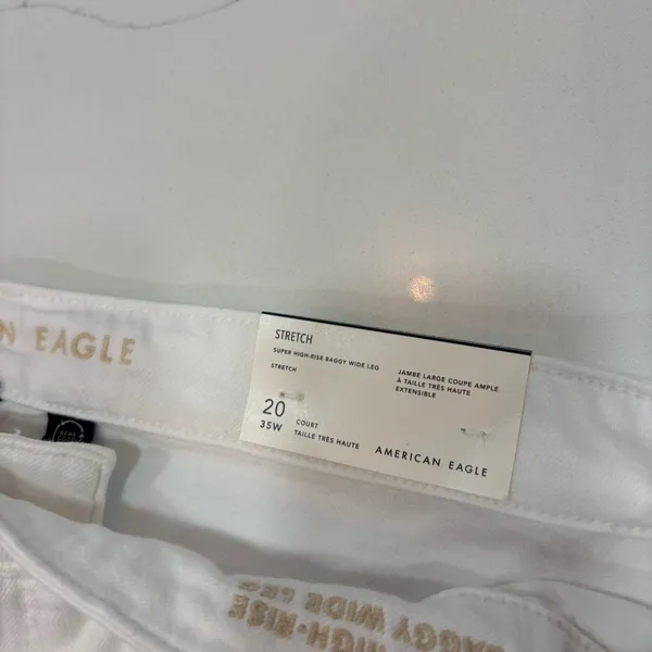 American Eagle Jeans Womens Size 20 Short Super High Rise Baggy Wide Leg White - Image 3