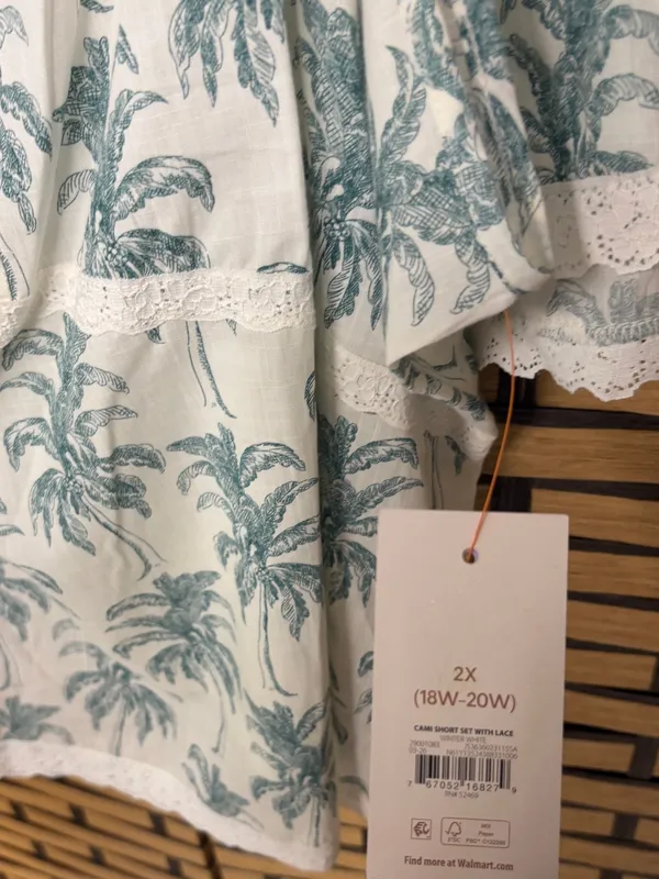 Joyspun white and green palm print short pajama set size 2X - Image 4