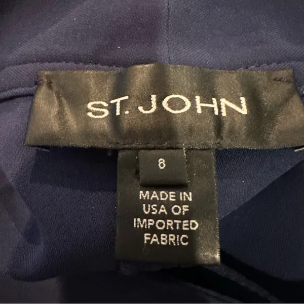 St. John Crepe Sport Zipper Straight‎ Leg Pants Women's 8 Navy Career Casual - Image 3