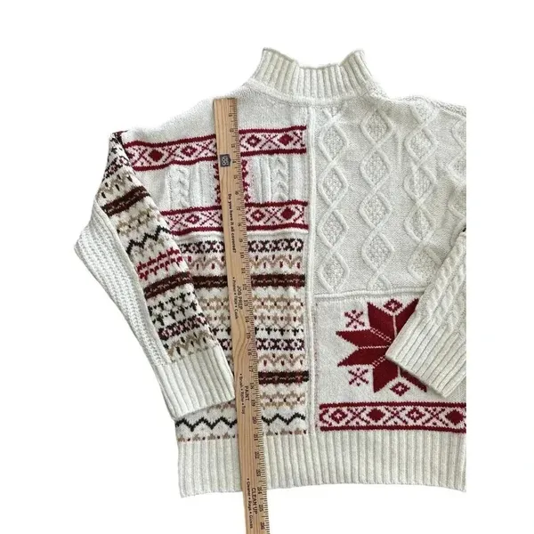 American Eagle Holiday Sweater Women’s Size Medium Mock Neck Cable Knit - Image 5