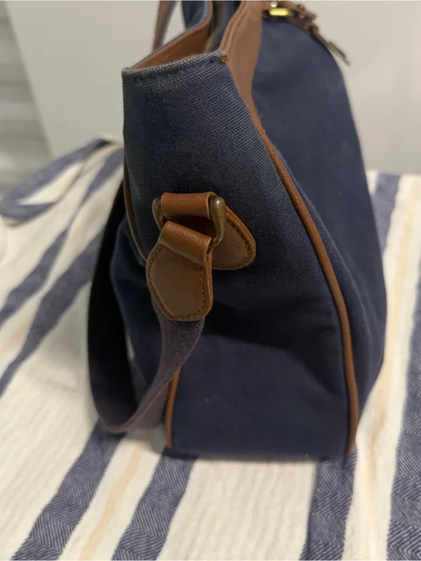 Etienne Aigner Navy Canvas Brown Trim Crossbody Bag Vintage Logo Everyday Purse - Image 6