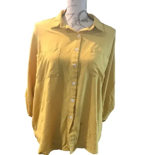 Unlisted Women’s blouse yellow size medium button up - Image 3
